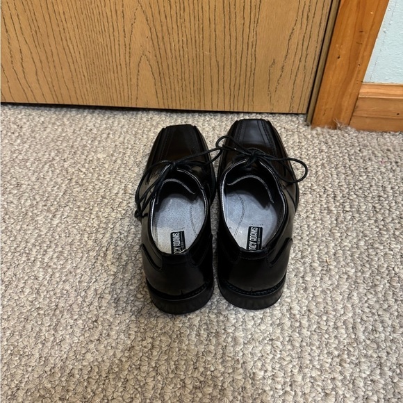 Stacy Adams Size 7M Solid Black Leather Square Toe Tie-Front Oxford Shoes - EUC - Picture 3 of 6